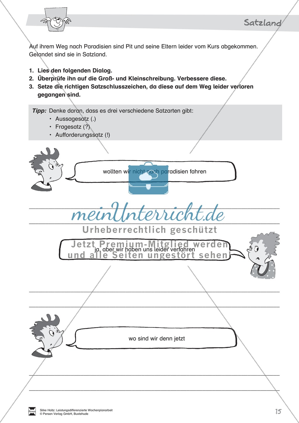 Leistungsdifferenzierte Wochenplanarbeit Rechtschreibung und Textarbeit: Übungen innerhalb einer Fantasiereise (in 3 Niveaustufen) und Lösungen Preview 10