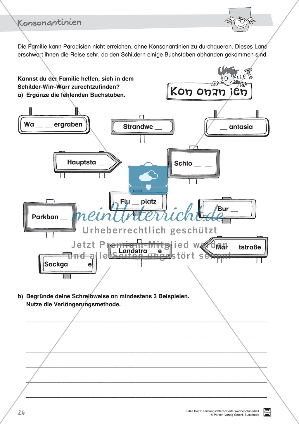 Leistungsdifferenzierte Wochenplanarbeit Rechtschreibung und Textarbeit: Übungen innerhalb einer Fantasiereise (in 3 Niveaustufen) und Lösungen Preview 19