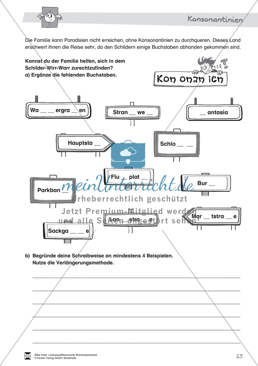 Leistungsdifferenzierte Wochenplanarbeit Rechtschreibung und Textarbeit: Übungen innerhalb einer Fantasiereise (in 3 Niveaustufen) und Lösungen Preview 20