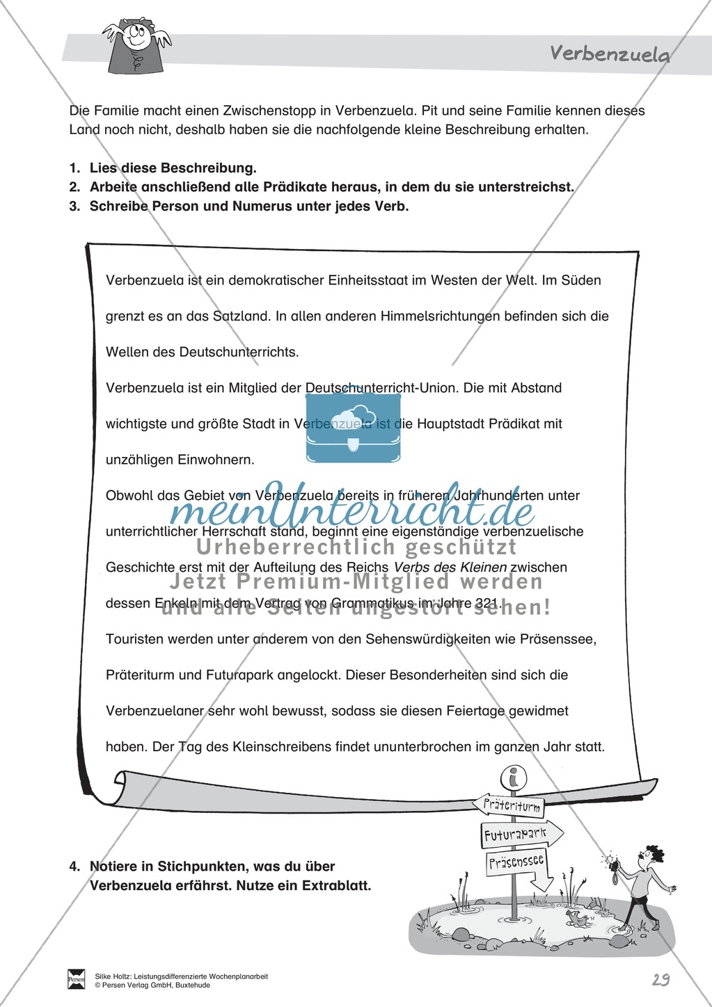 Leistungsdifferenzierte Wochenplanarbeit Rechtschreibung und Textarbeit: Übungen innerhalb einer Fantasiereise (in 3 Niveaustufen) und Lösungen Preview 24