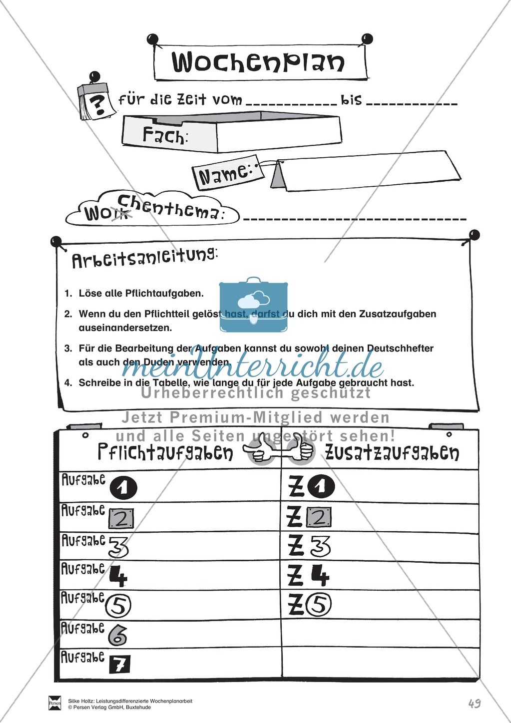 Leistungsdifferenzierte Wochenplanarbeit Rechtschreibung und Textarbeit: Übungen innerhalb einer Fantasiereise (in 3 Niveaustufen) und Lösungen Preview 44
