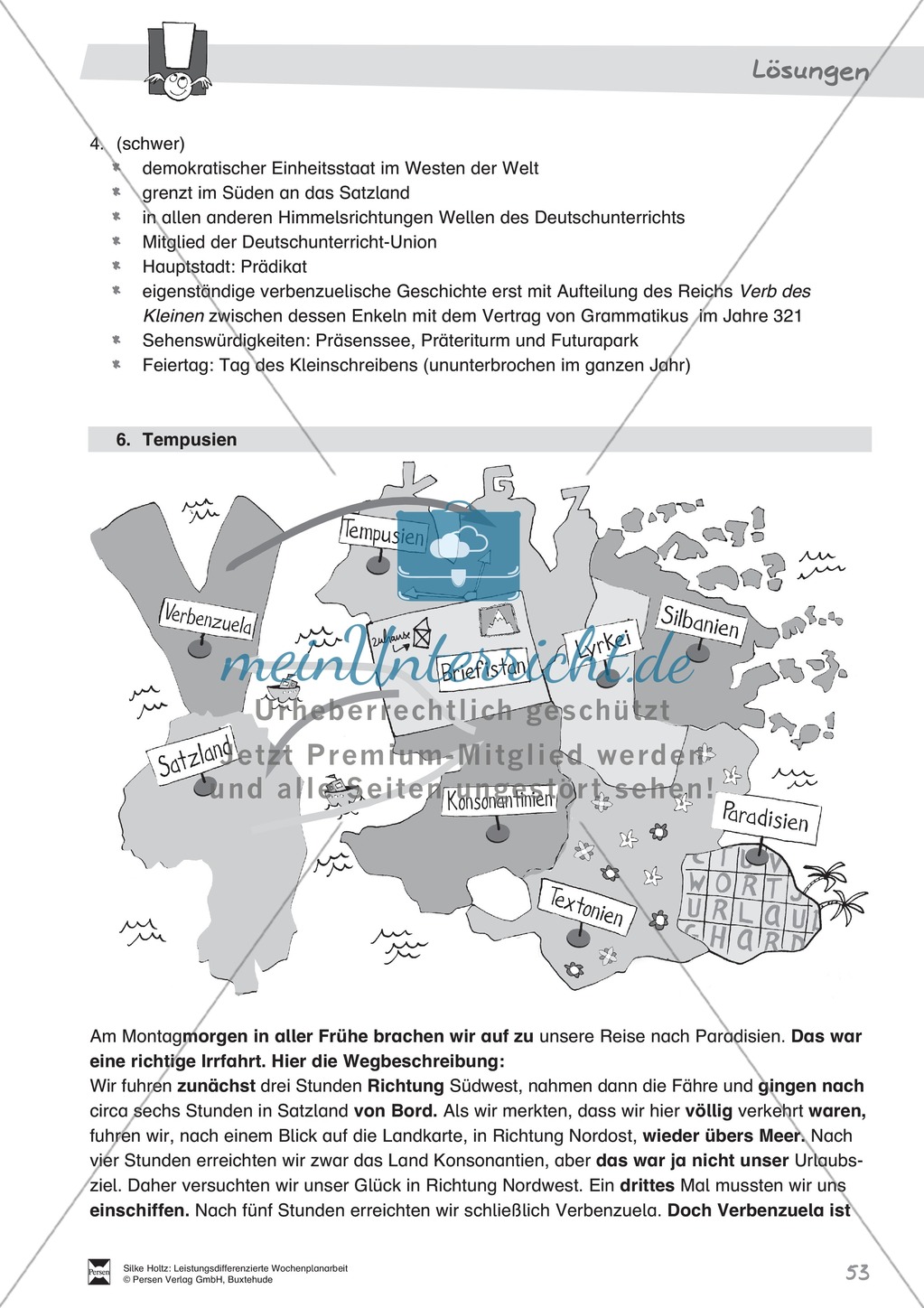 Leistungsdifferenzierte Wochenplanarbeit Rechtschreibung und Textarbeit: Übungen innerhalb einer Fantasiereise (in 3 Niveaustufen) und Lösungen Preview 48