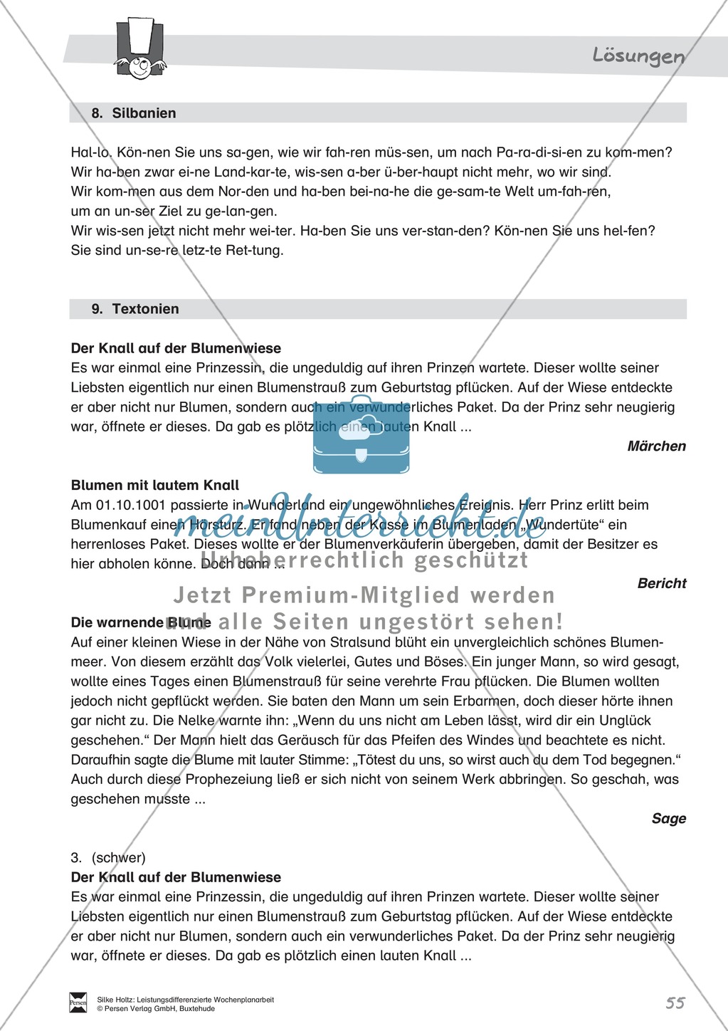 Leistungsdifferenzierte Wochenplanarbeit Rechtschreibung und Textarbeit: Übungen innerhalb einer Fantasiereise (in 3 Niveaustufen) und Lösungen Preview 50