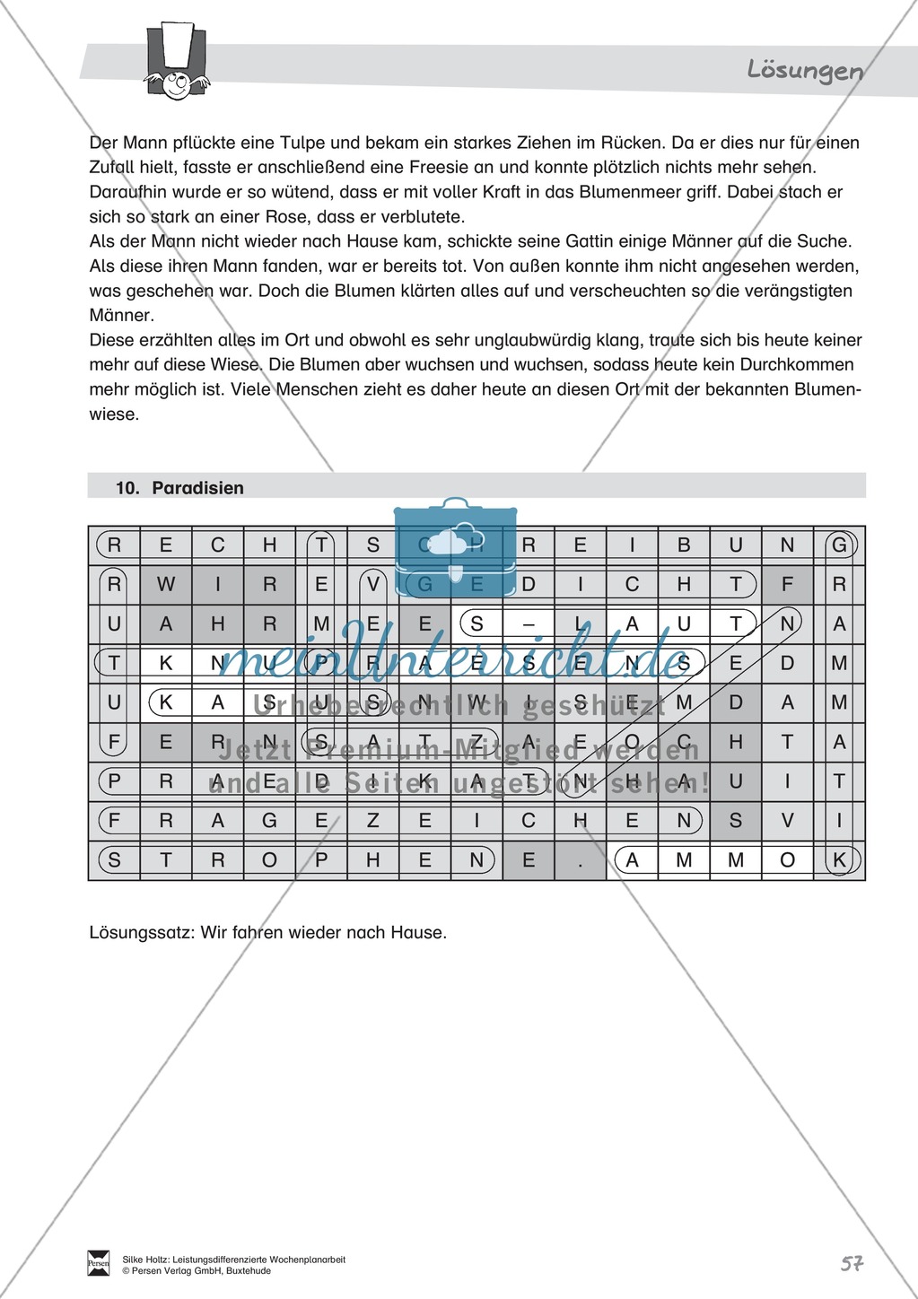 Leistungsdifferenzierte Wochenplanarbeit Rechtschreibung und Textarbeit: Übungen innerhalb einer Fantasiereise (in 3 Niveaustufen) und Lösungen Preview 52
