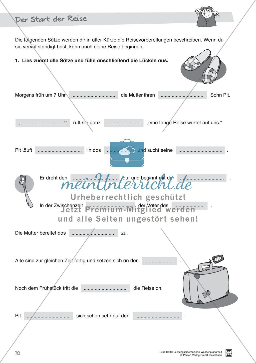 Leistungsdifferenzierte Wochenplanarbeit Rechtschreibung und Textarbeit: Übungen innerhalb einer Fantasiereise (in 3 Niveaustufen) und Lösungen Preview 5