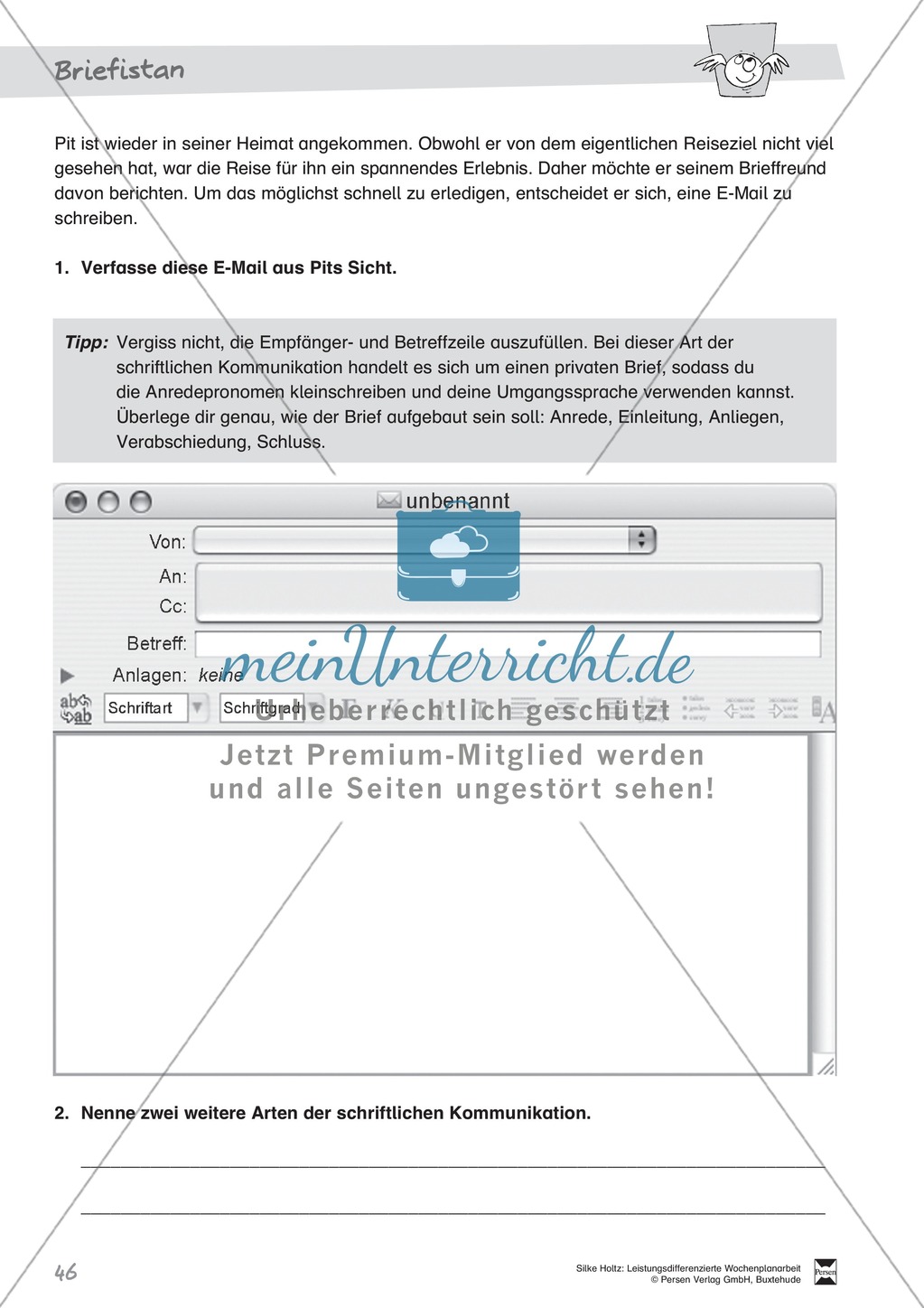 Wochenplanarbeit: Briefistan - Schriftliche Kommunikation (E-Mail) Preview 1