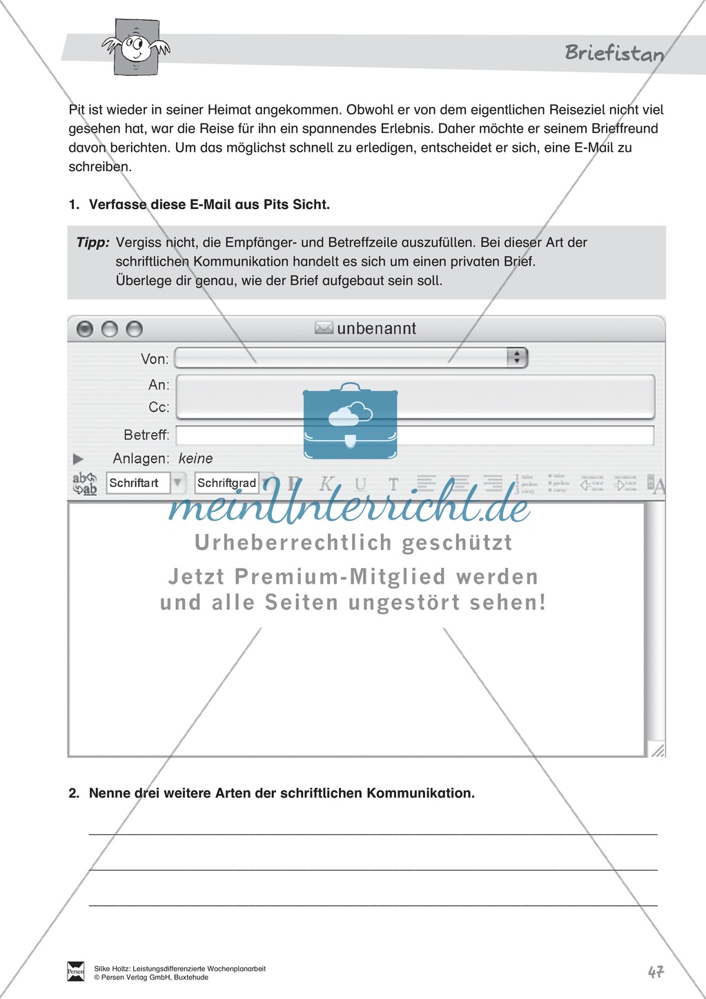 Wochenplanarbeit: Briefistan - Schriftliche Kommunikation (E-Mail) Preview 2