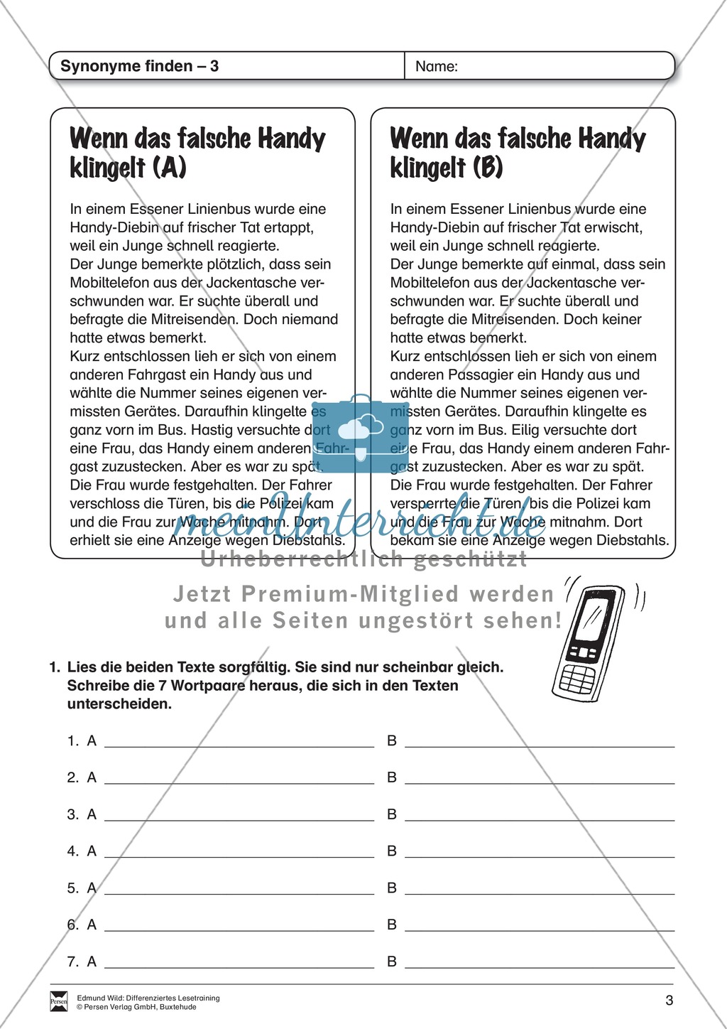 Lesetraining, Thema