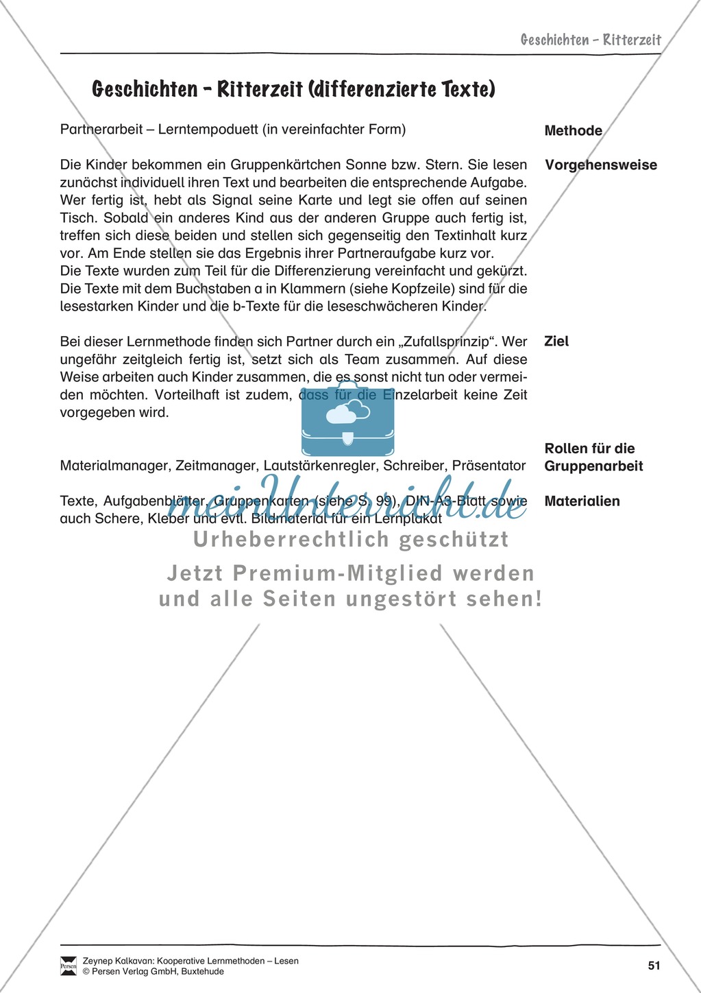 Unterrichtsbeispiele: Geschichten - Ritterzeit: Arbeitshinweise, Lesetexte, Gruppenkarten, Arbeitsblätter und Lösungen Preview 1
