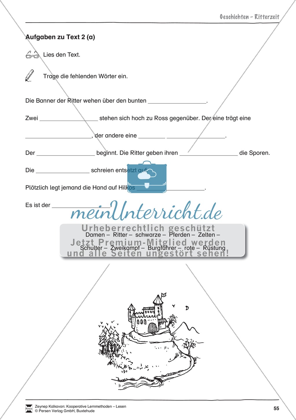 Unterrichtsbeispiele: Geschichten - Ritterzeit: Arbeitshinweise, Lesetexte, Gruppenkarten, Arbeitsblätter und Lösungen Preview 5