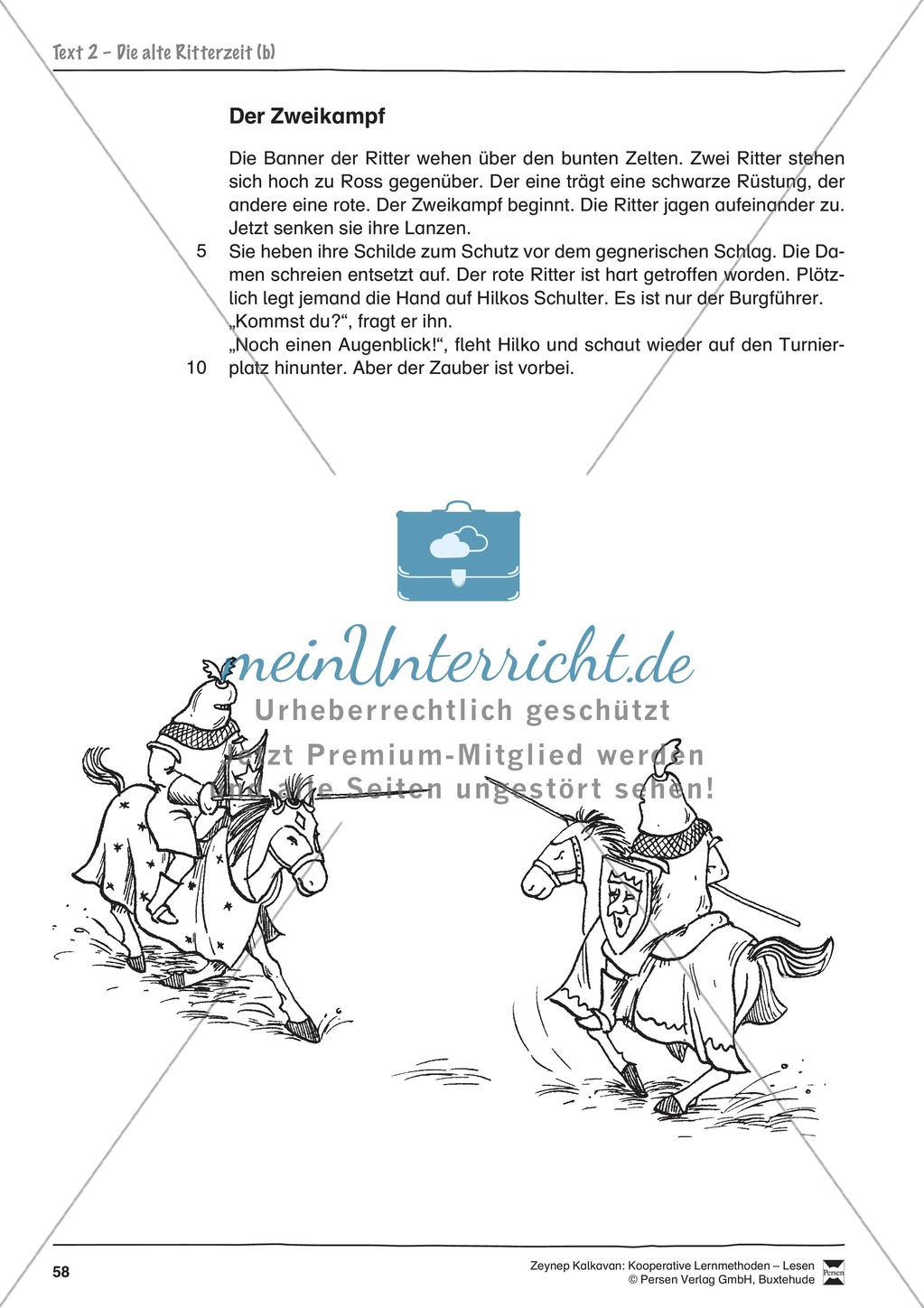 Unterrichtsbeispiele: Geschichten - Ritterzeit: Arbeitshinweise, Lesetexte, Gruppenkarten, Arbeitsblätter und Lösungen Preview 8