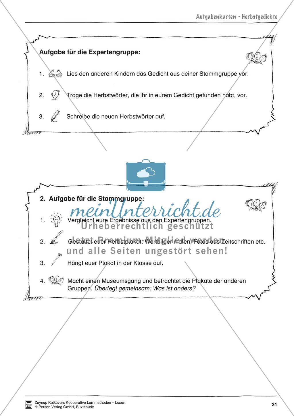 Unterrichtsbeispiele: Herbstgedichte: Arbeitshinweise und Arbeitskarten Preview 2