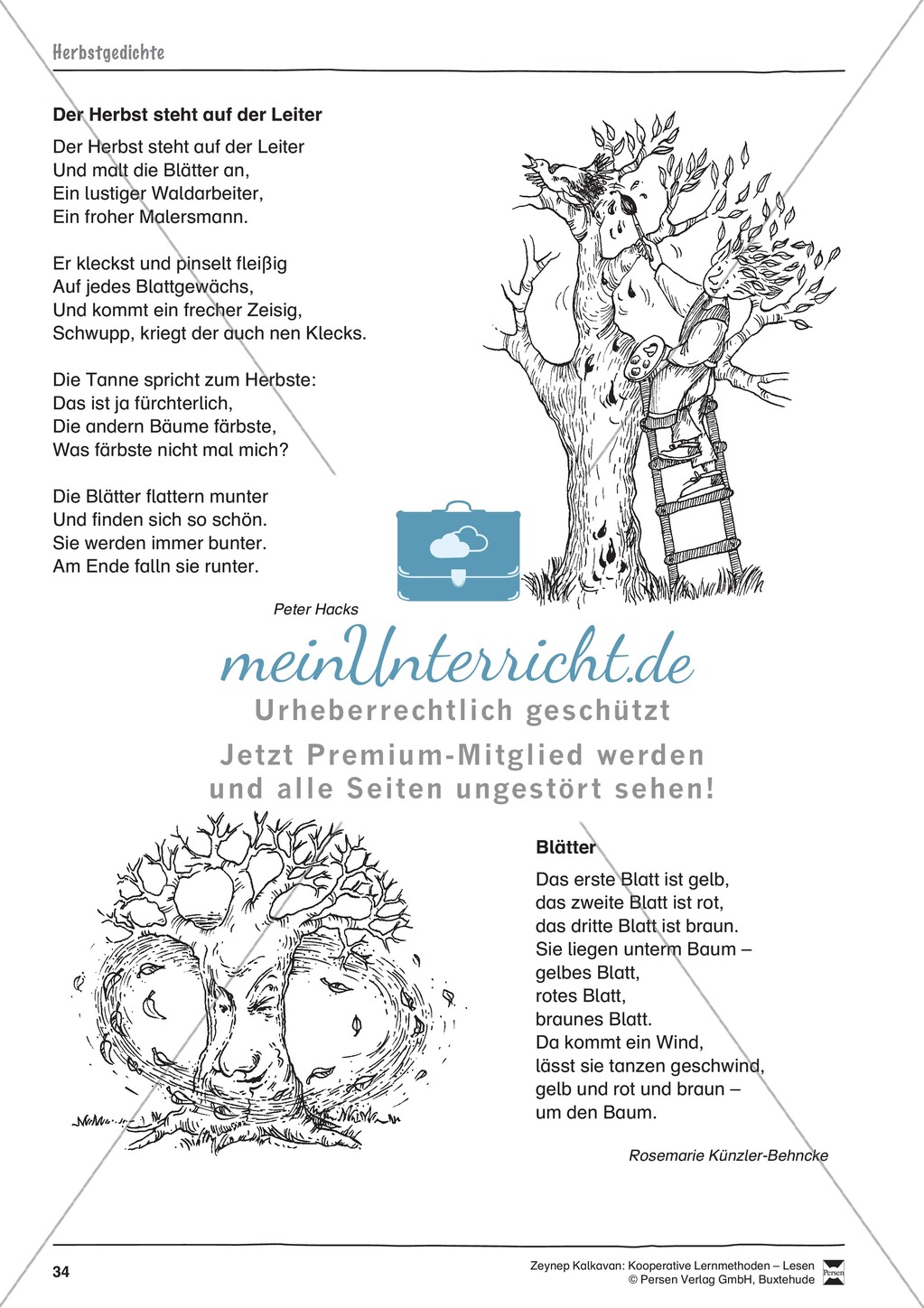 Unterrichtsbeispiele: Herbstgedichte: Arbeitshinweise und Arbeitskarten Preview 5