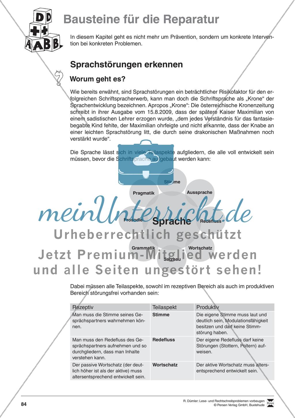 Bausteine für die Reparatur: Sprachstörungen erkennen, Elternbrief und Beobachtungsbogen Preview 1