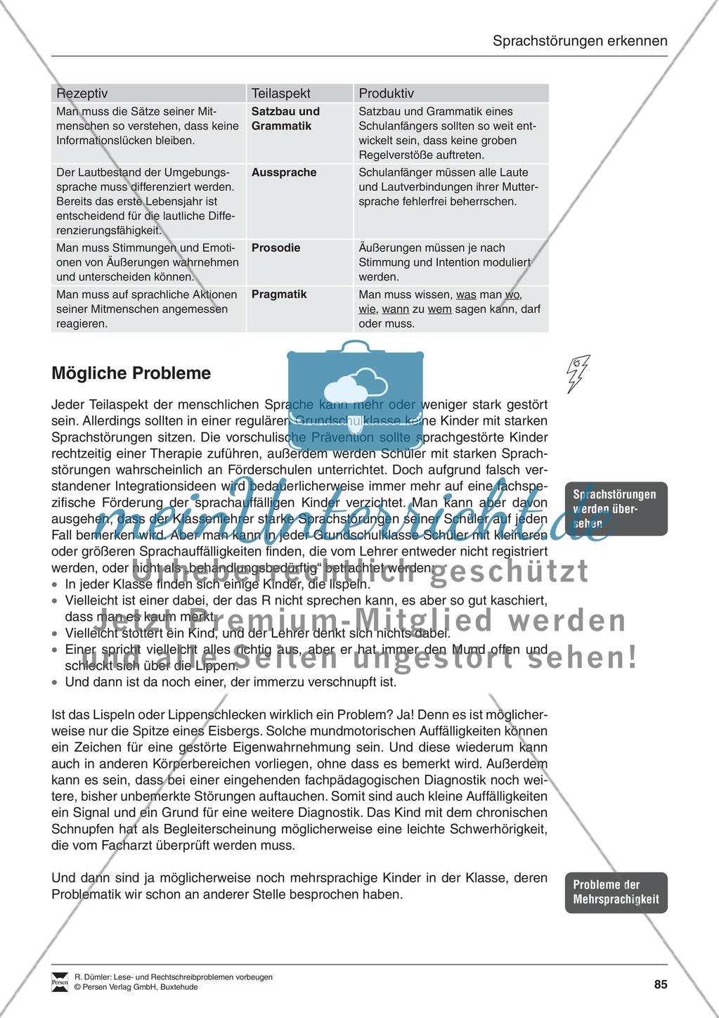 Bausteine für die Reparatur: Sprachstörungen erkennen, Elternbrief und Beobachtungsbogen Preview 2