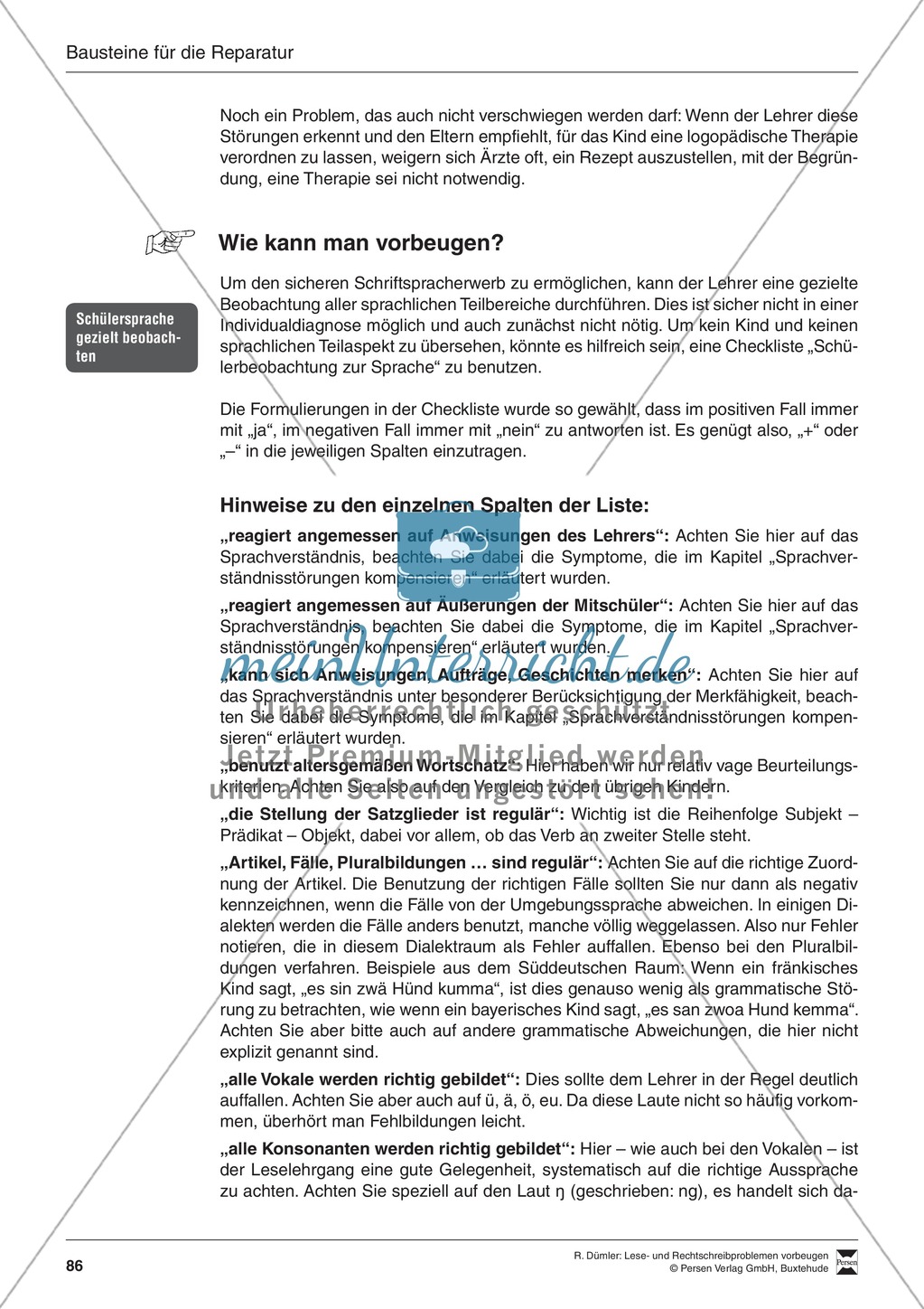 Bausteine für die Reparatur: Sprachstörungen erkennen, Elternbrief und Beobachtungsbogen Preview 3