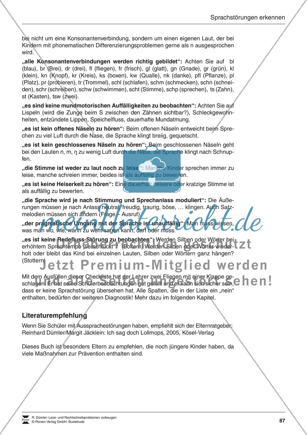 Bausteine für die Reparatur: Sprachstörungen erkennen, Elternbrief und Beobachtungsbogen Preview 4