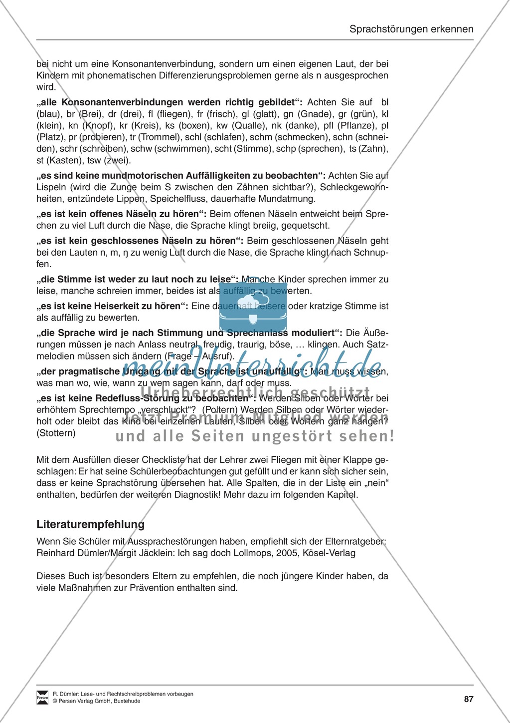 Bausteine für die Reparatur: Sprachstörungen erkennen, Elternbrief und Beobachtungsbogen Preview 4