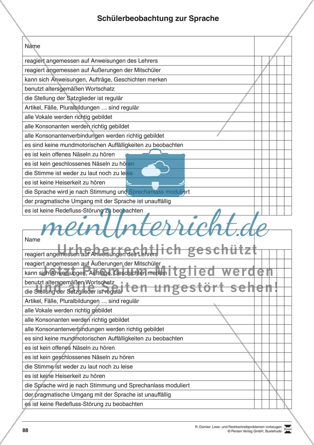 Bausteine für die Reparatur: Sprachstörungen erkennen, Elternbrief und Beobachtungsbogen Preview 5