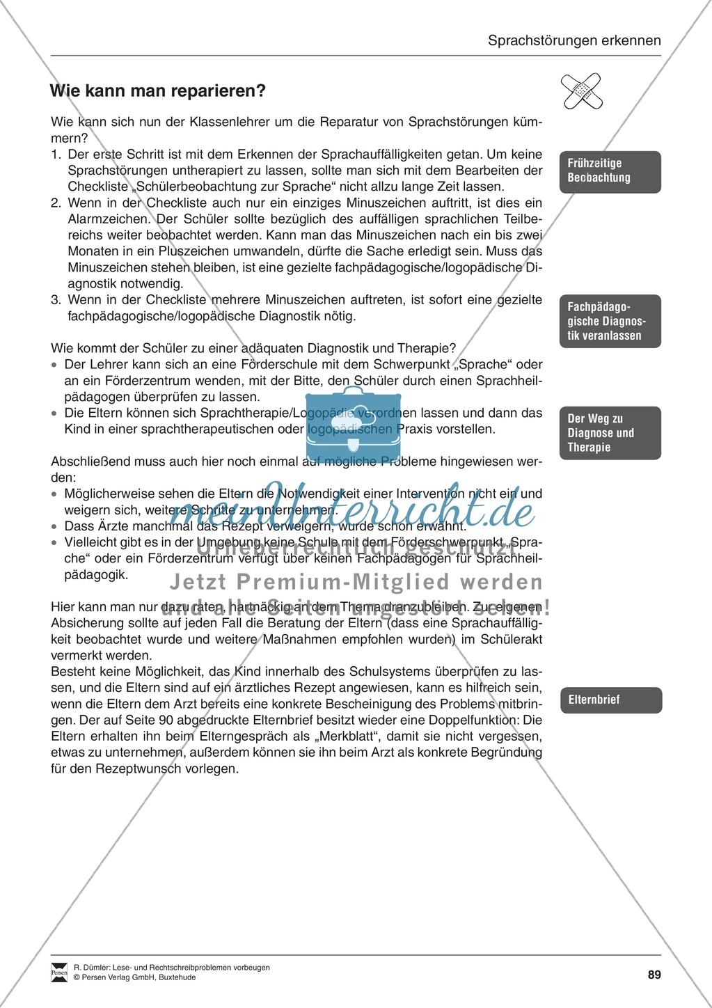 Bausteine für die Reparatur: Sprachstörungen erkennen, Elternbrief und Beobachtungsbogen Preview 6