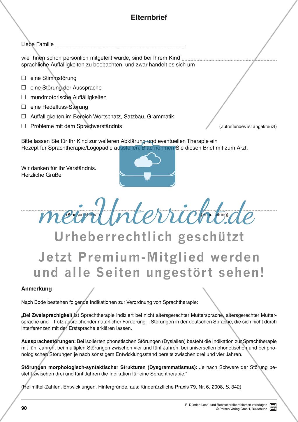Bausteine für die Reparatur: Sprachstörungen erkennen, Elternbrief und Beobachtungsbogen Preview 7