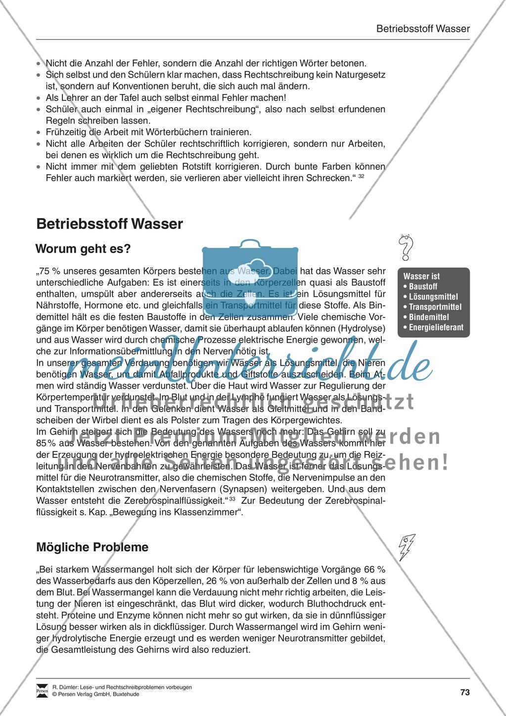 Bausteine für den Aufbau: Betriebsstoff Wasser, Merkblatt für Eltern Preview 1