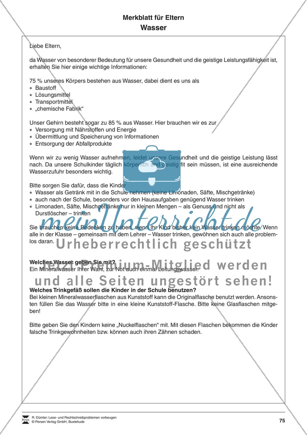 Bausteine für den Aufbau: Betriebsstoff Wasser, Merkblatt für Eltern Preview 3