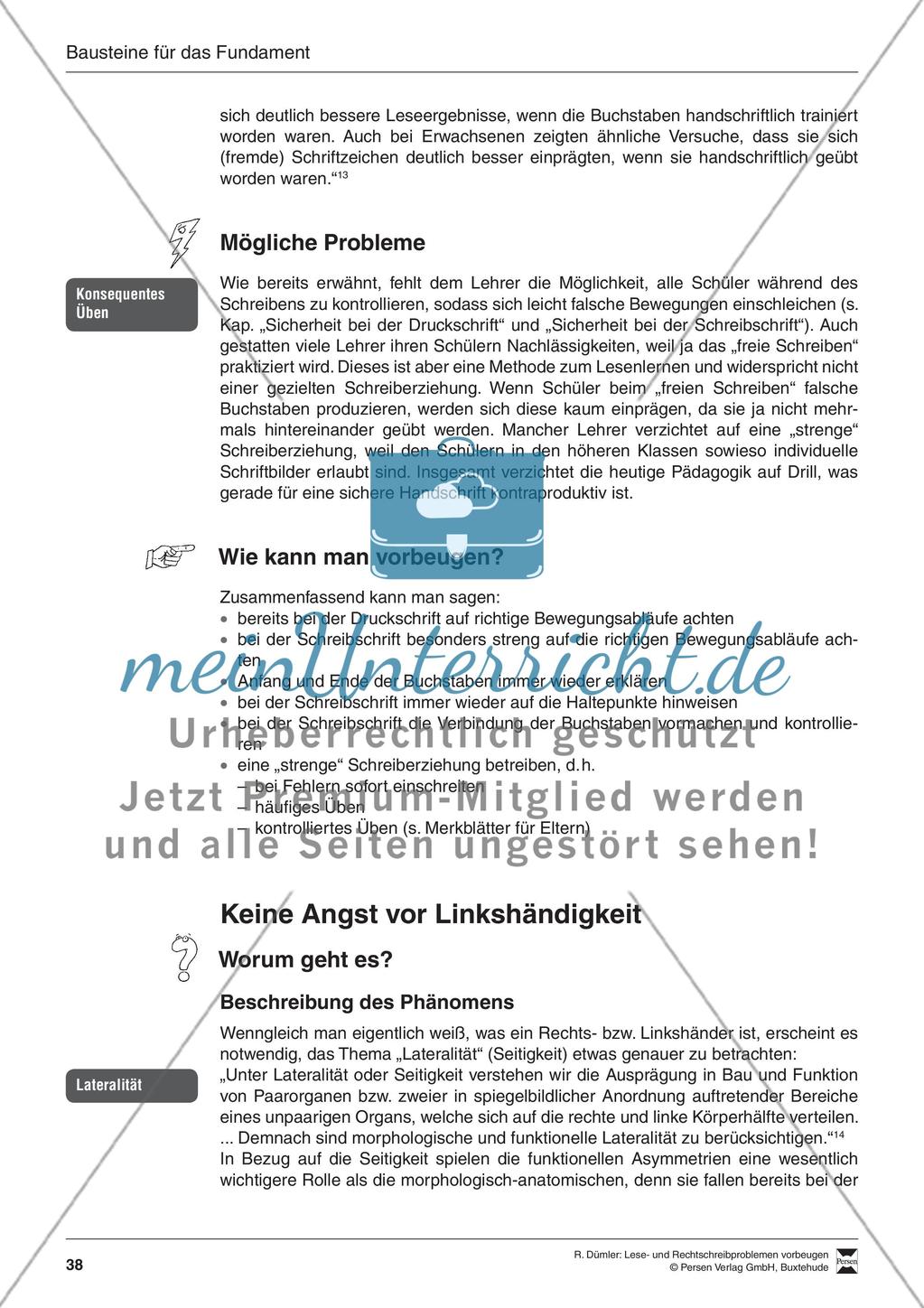 Bausteine für das Fundament: Noch mehr Sicherheit bei der Schrift, Merkblatt für Eltern Preview 2