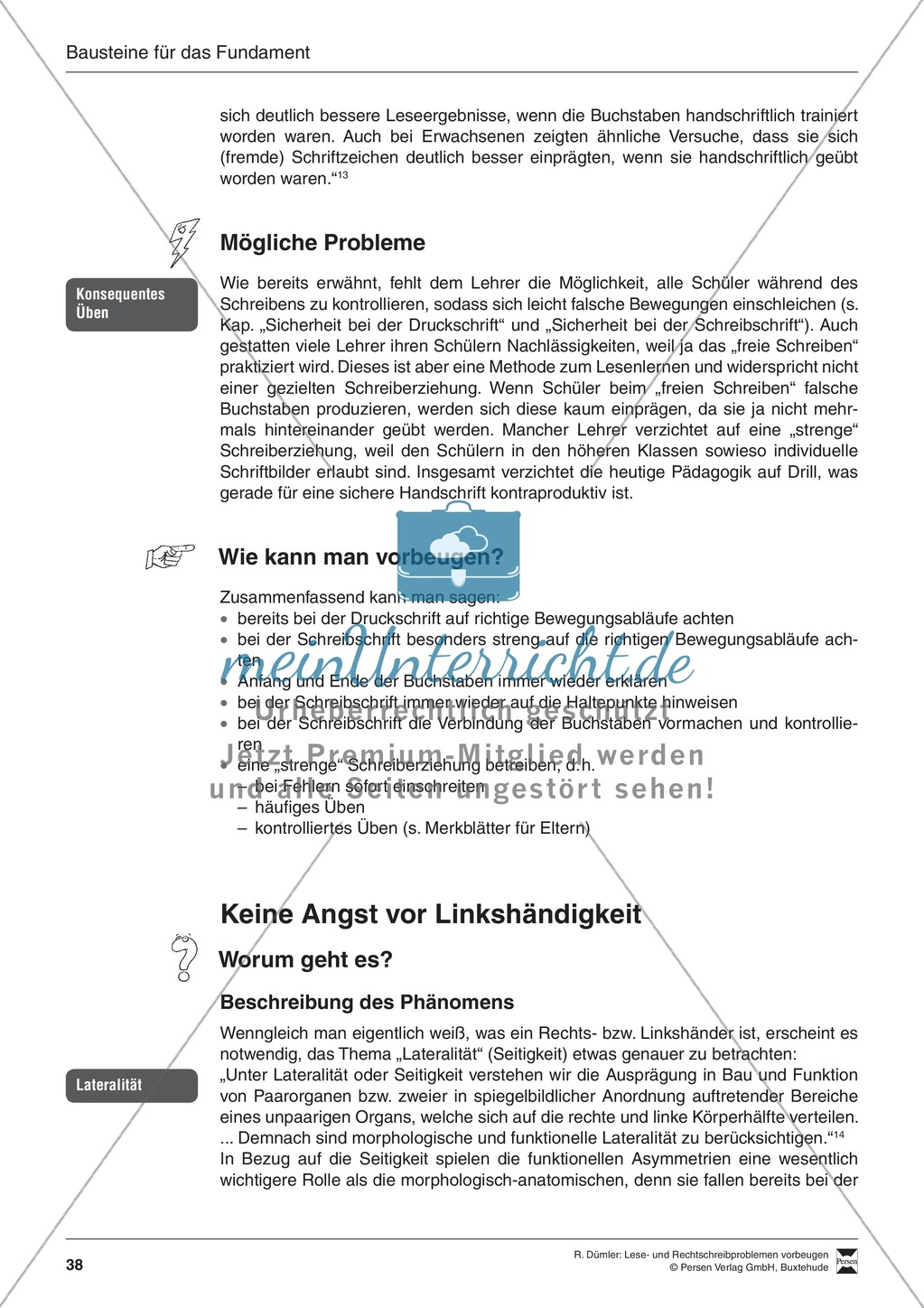 Bausteine für das Fundament: Noch mehr Sicherheit bei der Schrift, Merkblatt für Eltern Preview 2