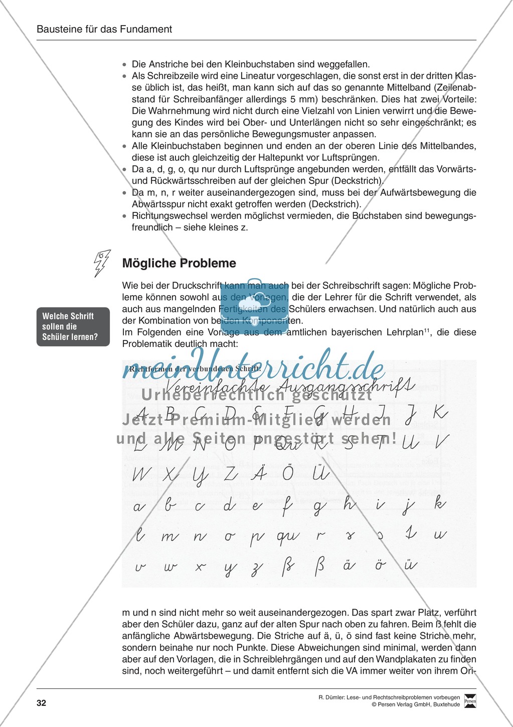 Bausteine für das Fundament: Sicherheit bei der Schreibschrift, Merkblatt für Eltern Preview 2