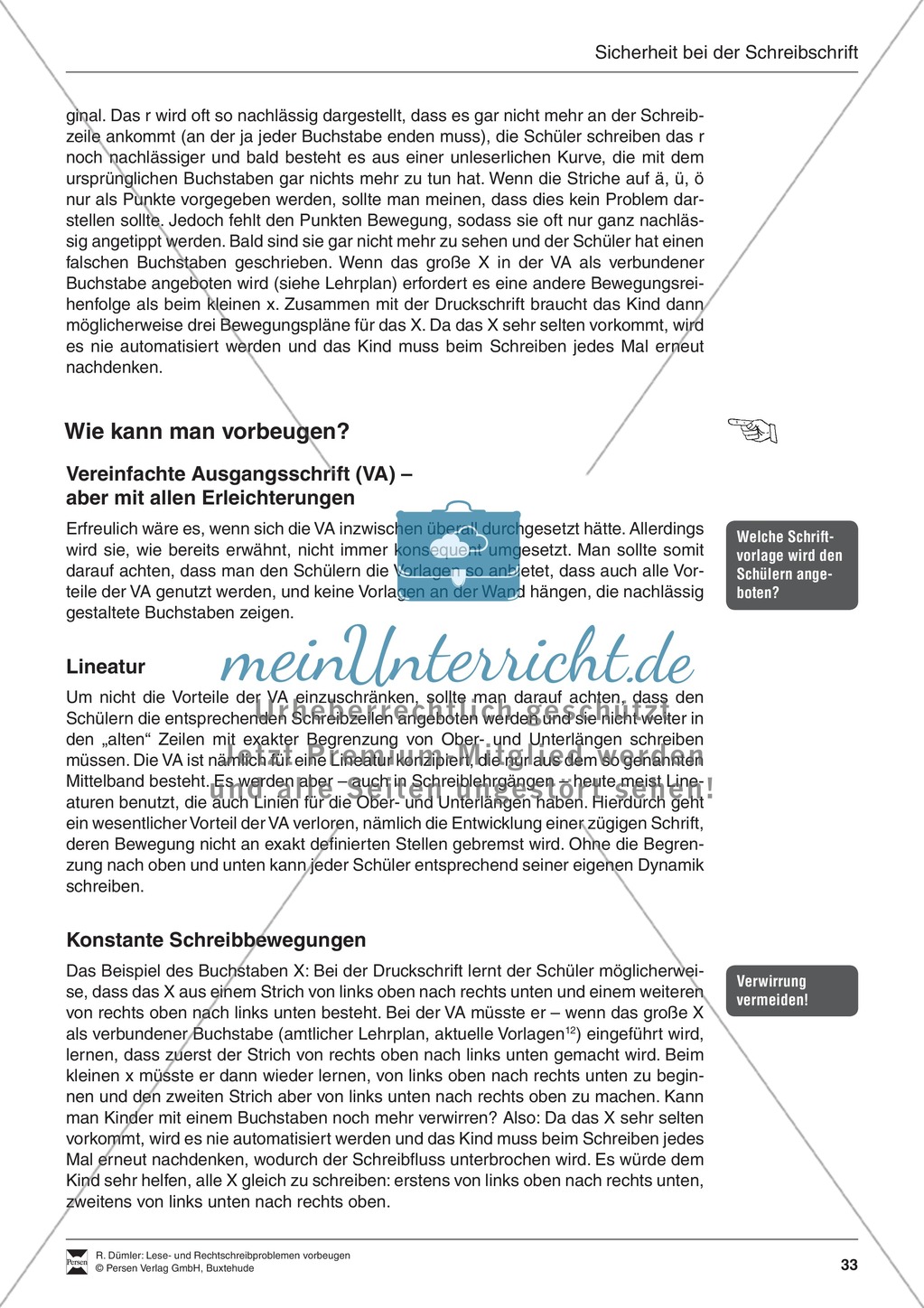 Bausteine für das Fundament: Sicherheit bei der Schreibschrift, Merkblatt für Eltern Preview 3