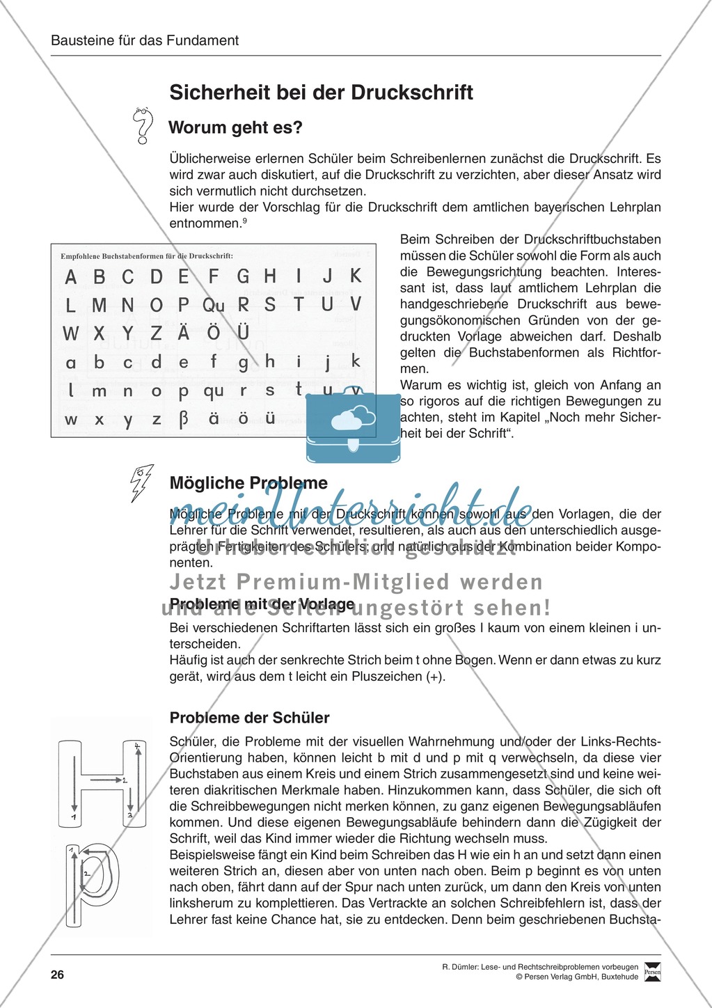 Bausteine für das Fundament: Sicherheit bei der Druckschrift, Merkblatt für Eltern Preview 1