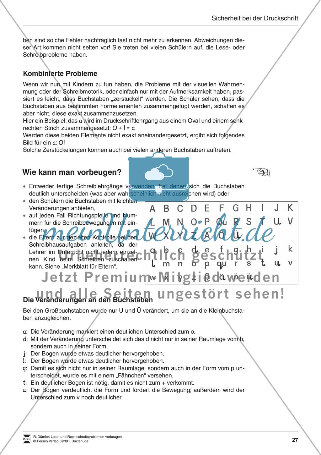 Bausteine für das Fundament: Sicherheit bei der Druckschrift, Merkblatt für Eltern Preview 2