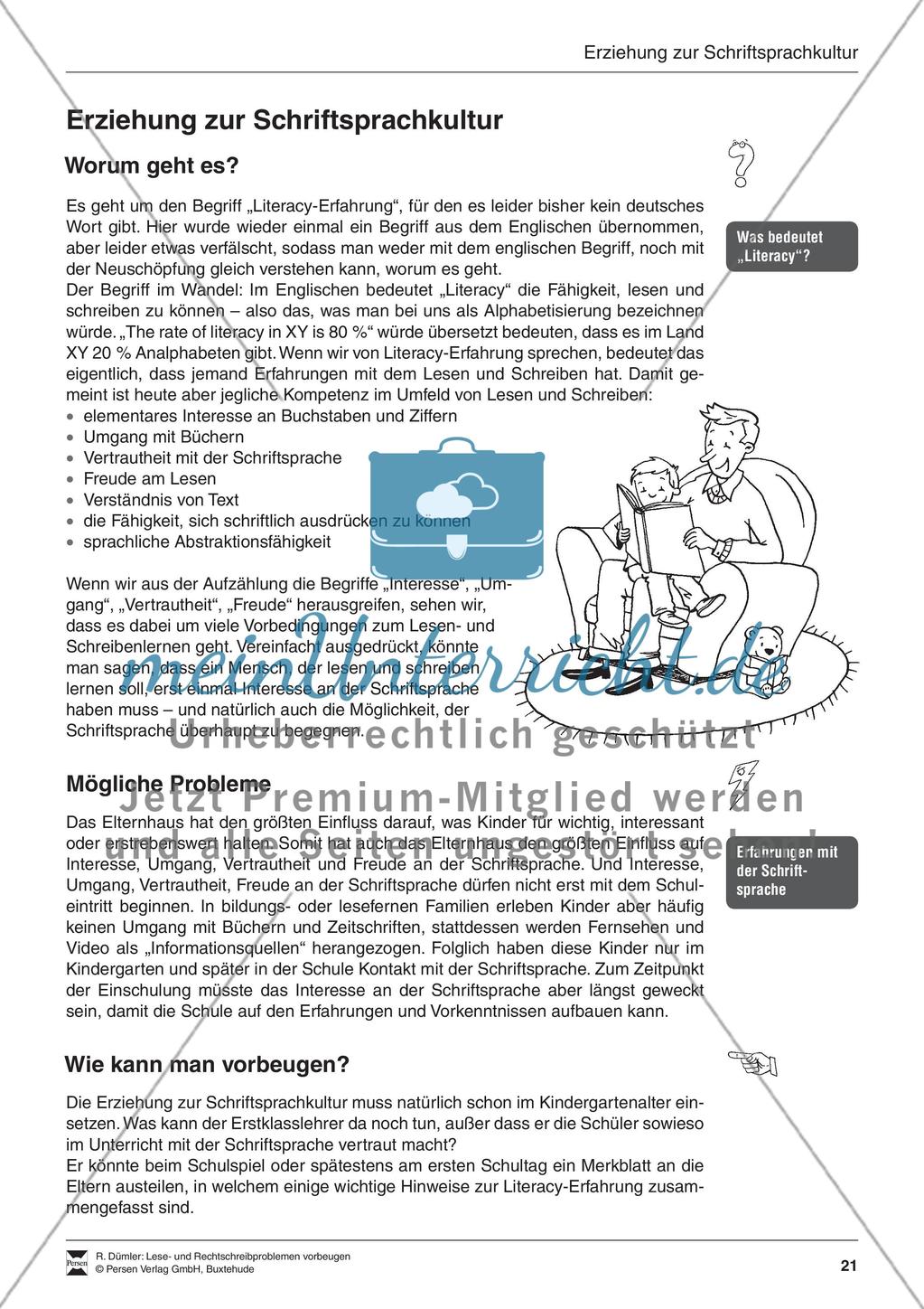 Bausteine für das Fundament: Erziehung zur Schriftsprachkultur, Merkblätter Eltern und Elternbrief Preview 1