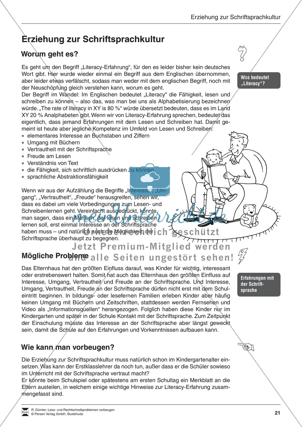Bausteine für das Fundament: Erziehung zur Schriftsprachkultur, Merkblätter Eltern und Elternbrief Preview 1