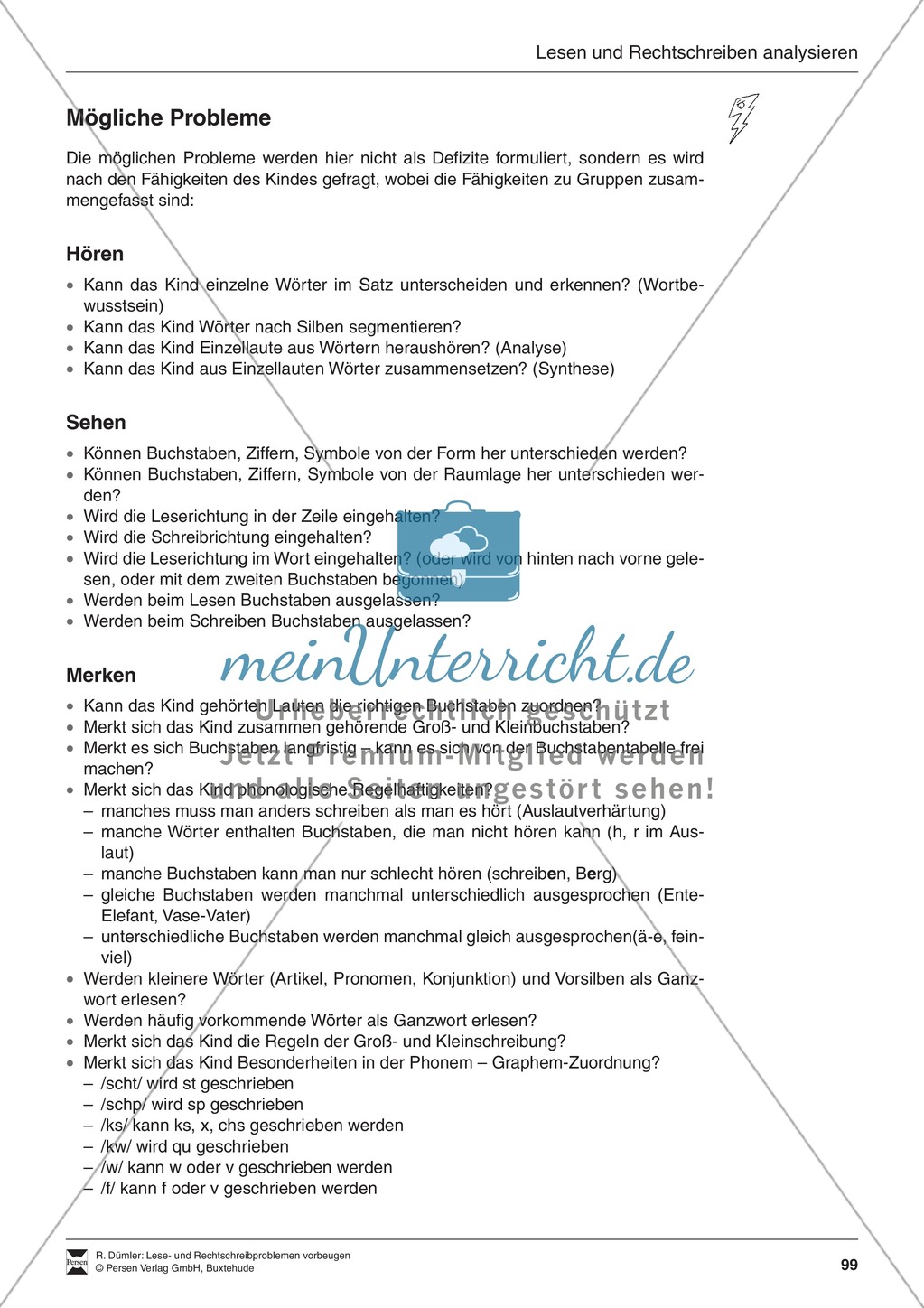 Bausteine für die Reparatur: Lesen und Rechtschreiben analysieren Preview 3