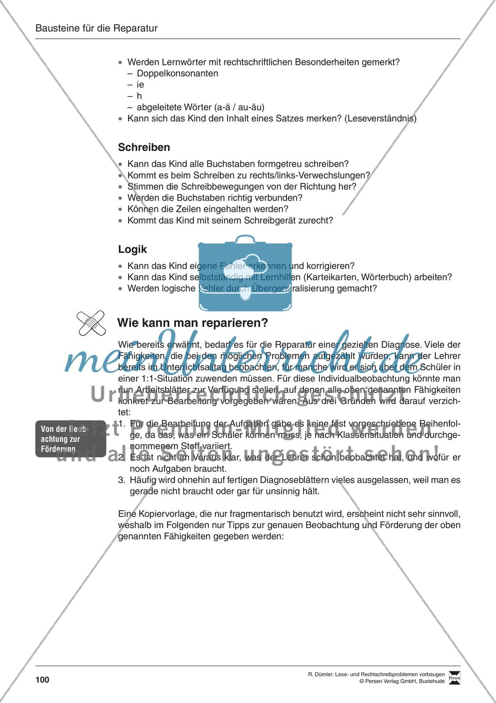 Bausteine für die Reparatur: Lesen und Rechtschreiben analysieren Preview 4
