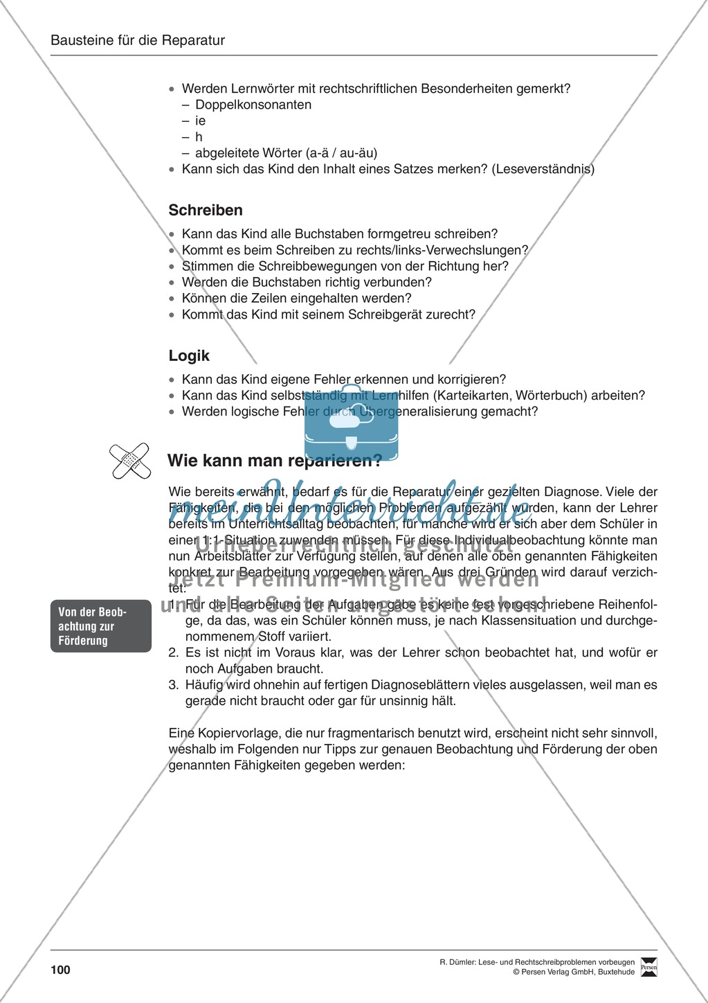 Bausteine für die Reparatur: Lesen und Rechtschreiben analysieren Preview 4