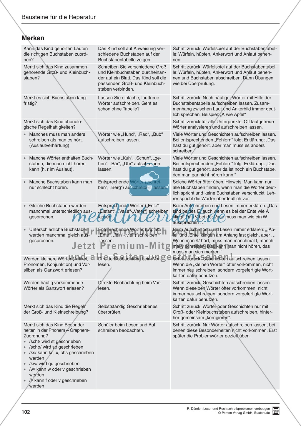 Bausteine für die Reparatur: Lesen und Rechtschreiben analysieren Preview 6