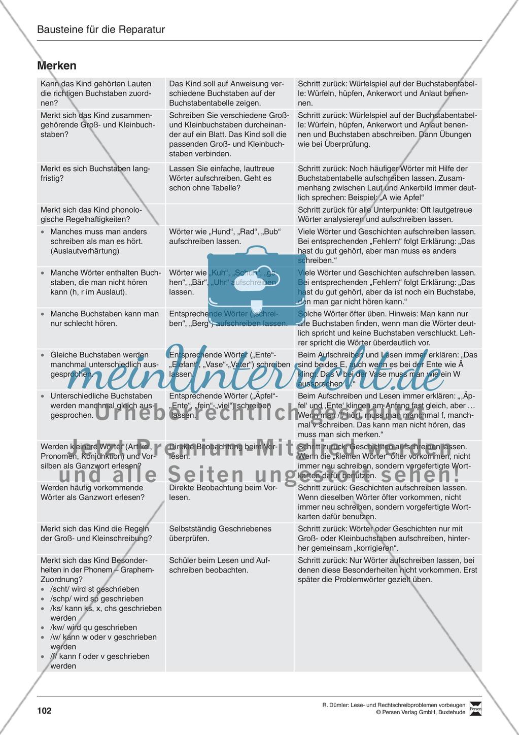 Bausteine für die Reparatur: Lesen und Rechtschreiben analysieren Preview 6