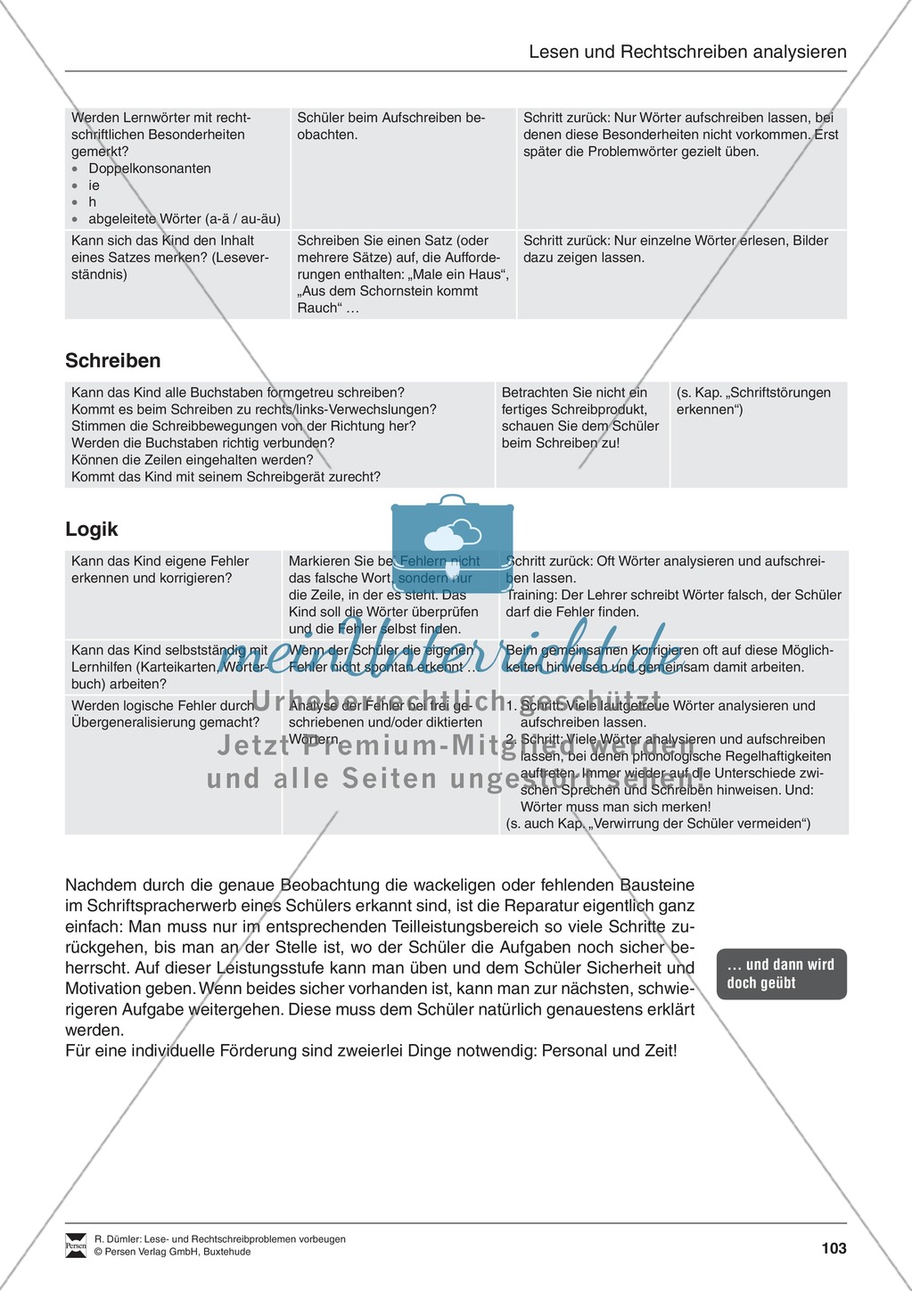 Bausteine für die Reparatur: Lesen und Rechtschreiben analysieren Preview 7
