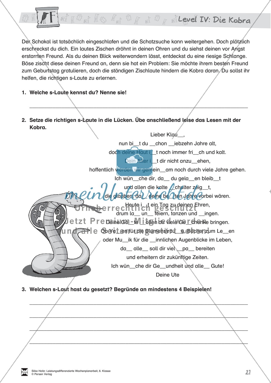 Wochenplanarbeit,