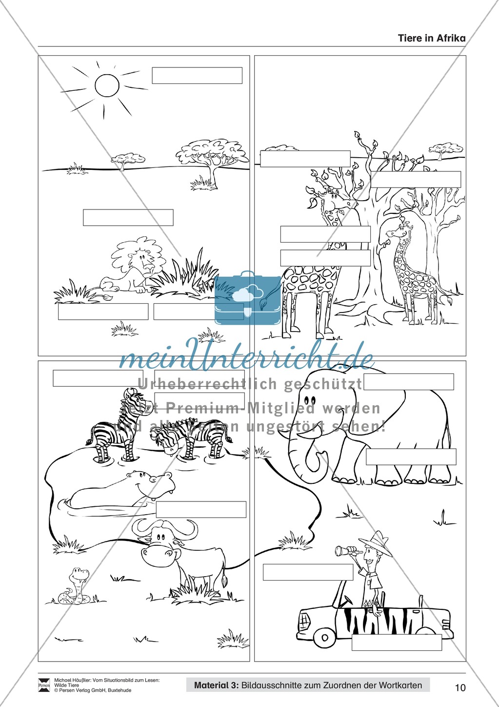 Leseförderung Wilde Tiere: Arbeitshinweise, Unterrichtsmodell, Bilder, Arbeitsblätter, Lesespiel und Kontrollblatt Preview 10