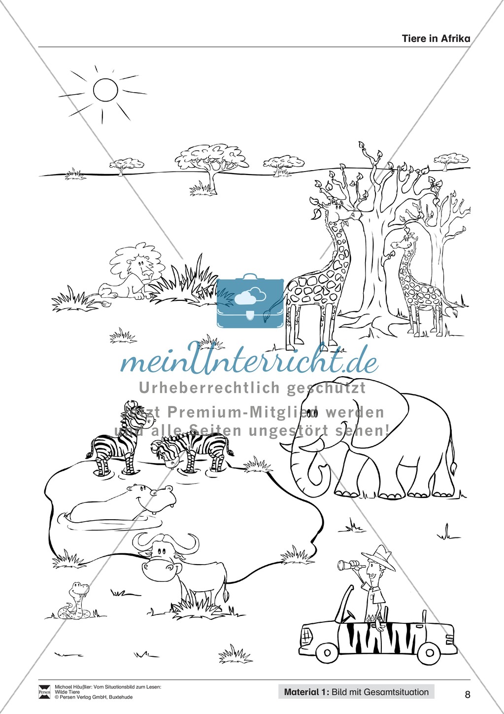 Leseförderung Wilde Tiere: Arbeitshinweise, Unterrichtsmodell, Bilder, Arbeitsblätter, Lesespiel und Kontrollblatt Preview 8