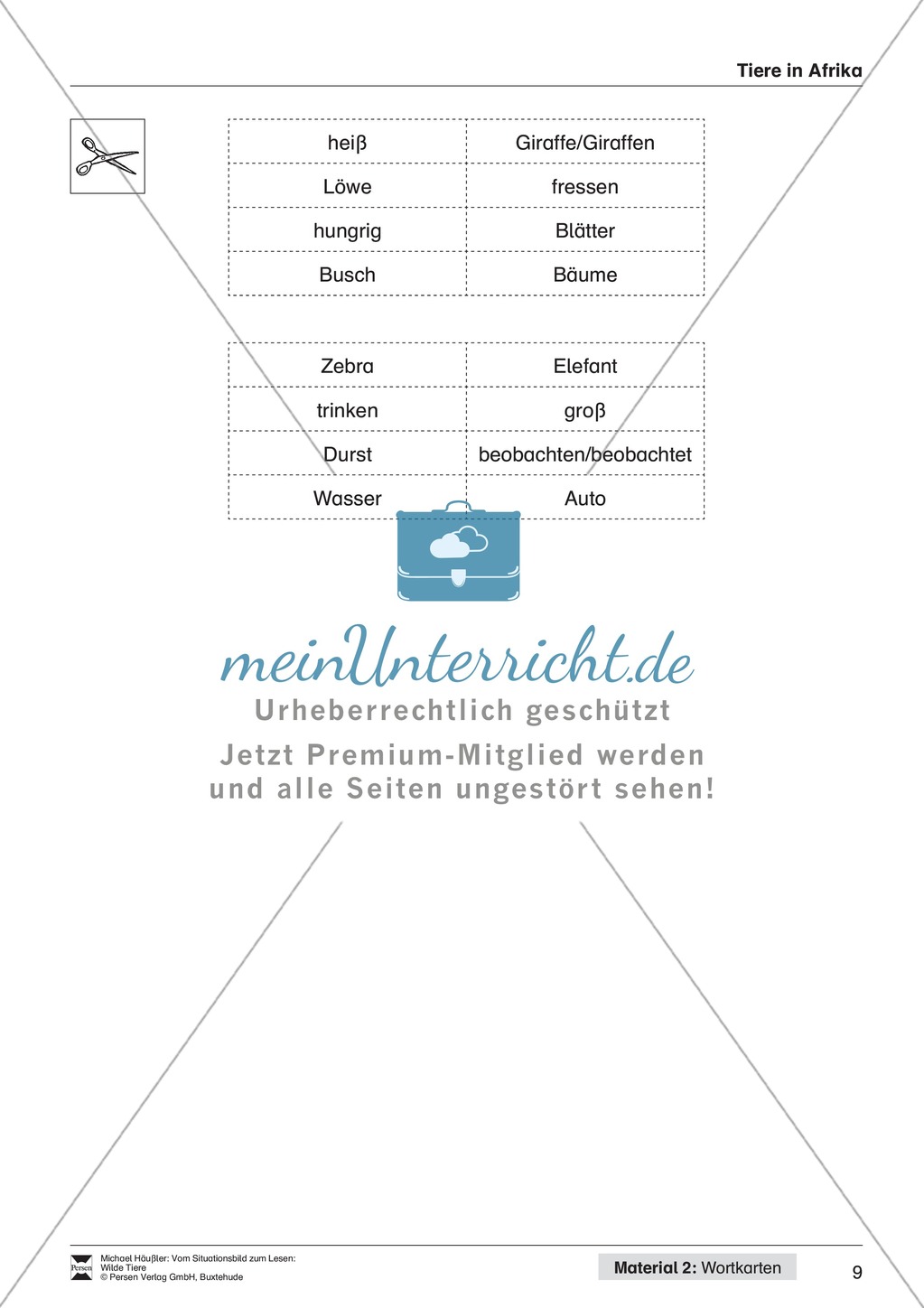 Leseförderung Wilde Tiere: Arbeitshinweise, Unterrichtsmodell, Bilder, Arbeitsblätter, Lesespiel und Kontrollblatt Preview 9
