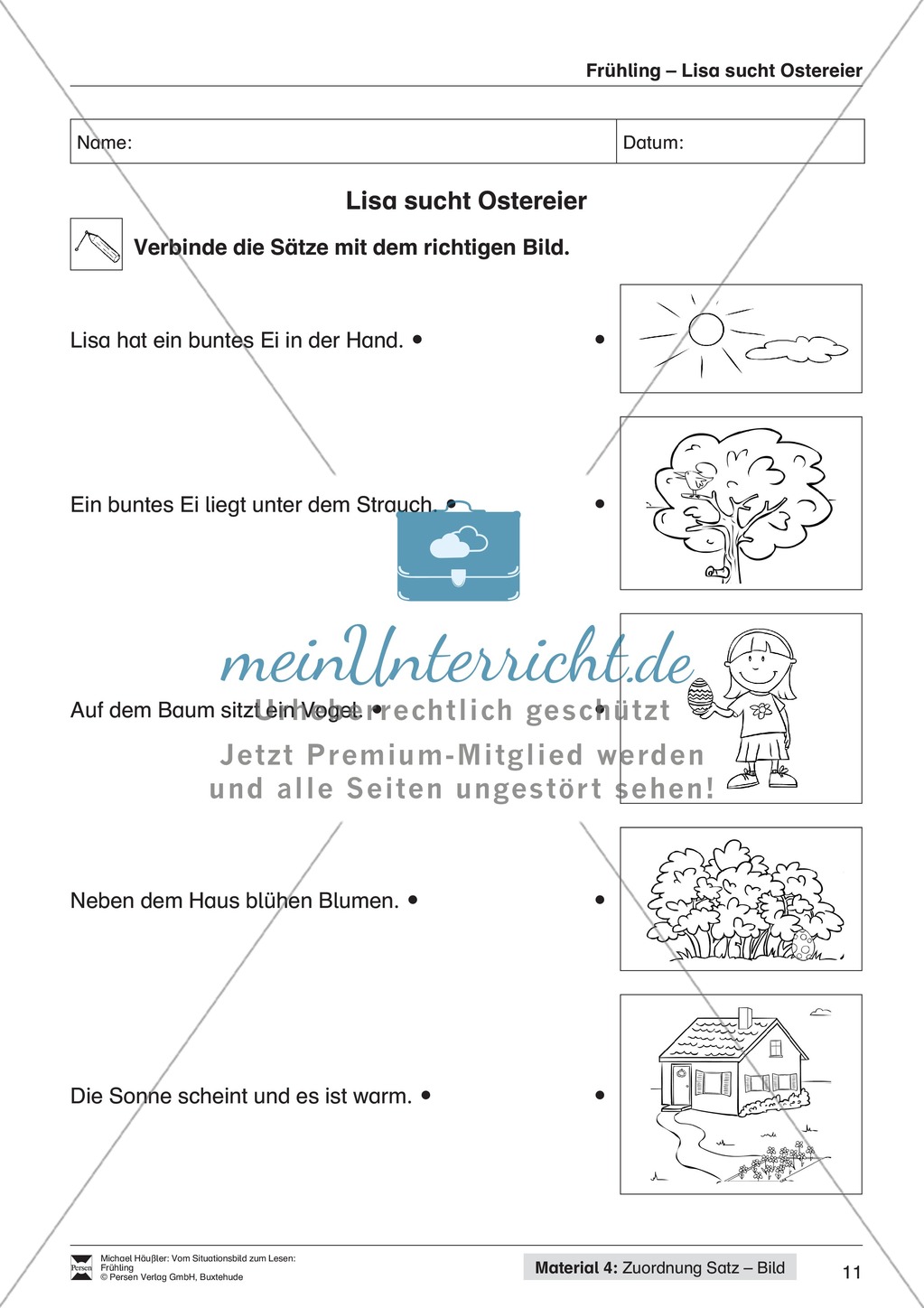 Vom Situationsbild zum Lesen, Thema Frühling: Unterrichtsentwurf und Materialien komplett Preview 11