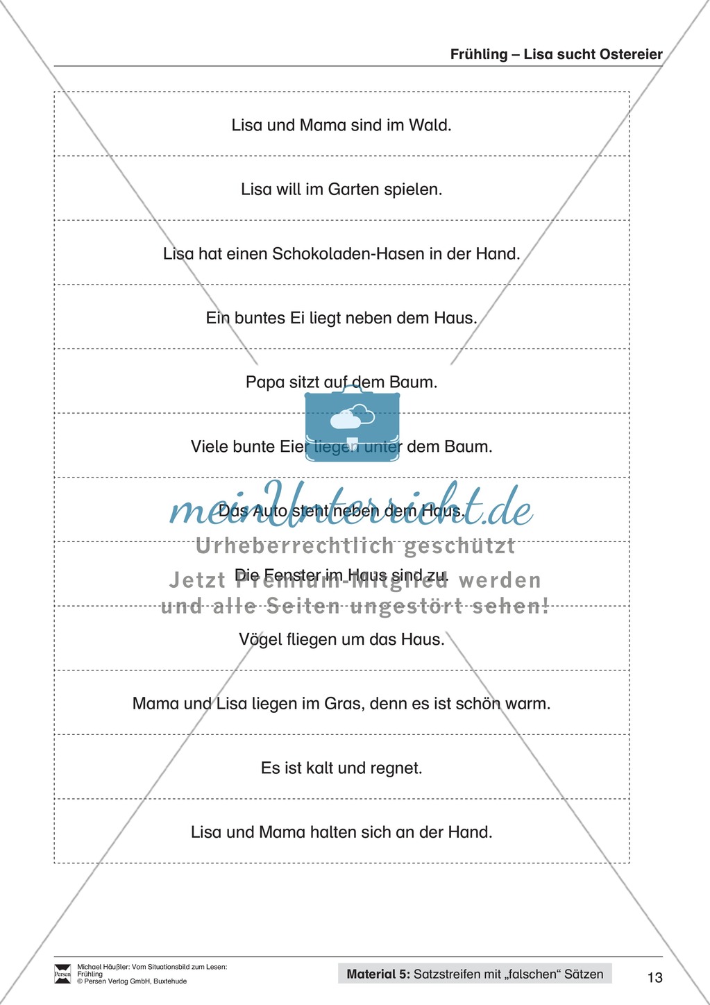 Vom Situationsbild zum Lesen, Thema Frühling: Unterrichtsentwurf und Materialien komplett Preview 13