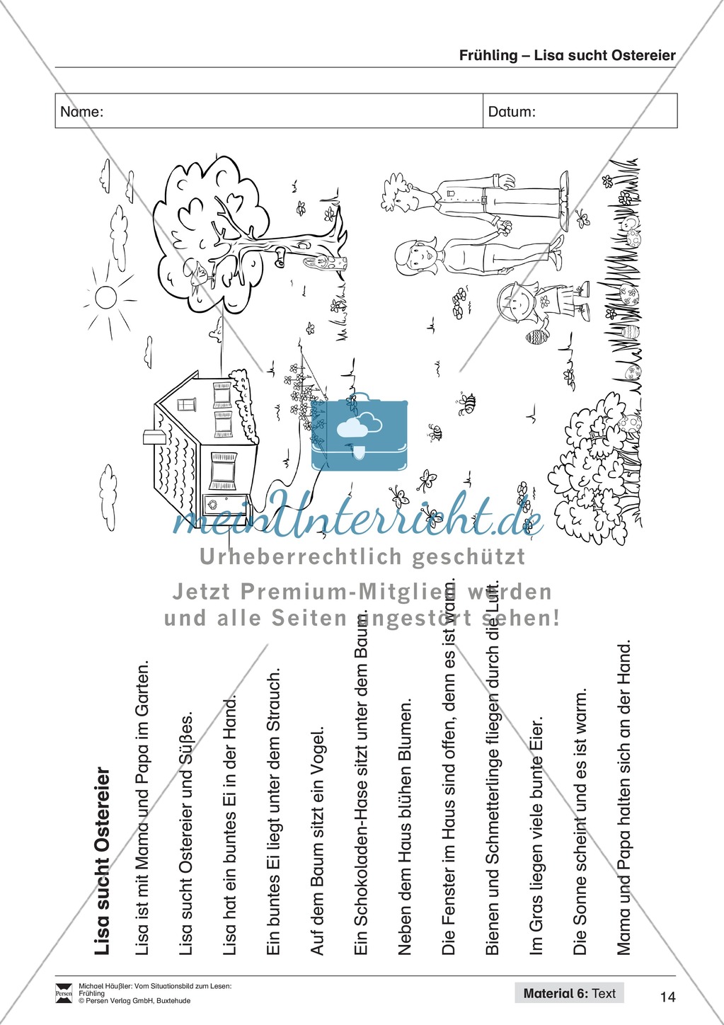 Vom Situationsbild zum Lesen, Thema Frühling: Unterrichtsentwurf und Materialien komplett Preview 14