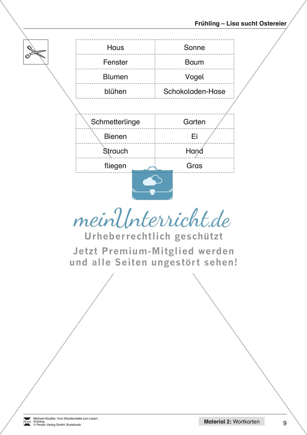 Vom Situationsbild zum Lesen, Thema Frühling: Unterrichtsentwurf und Materialien komplett Preview 9
