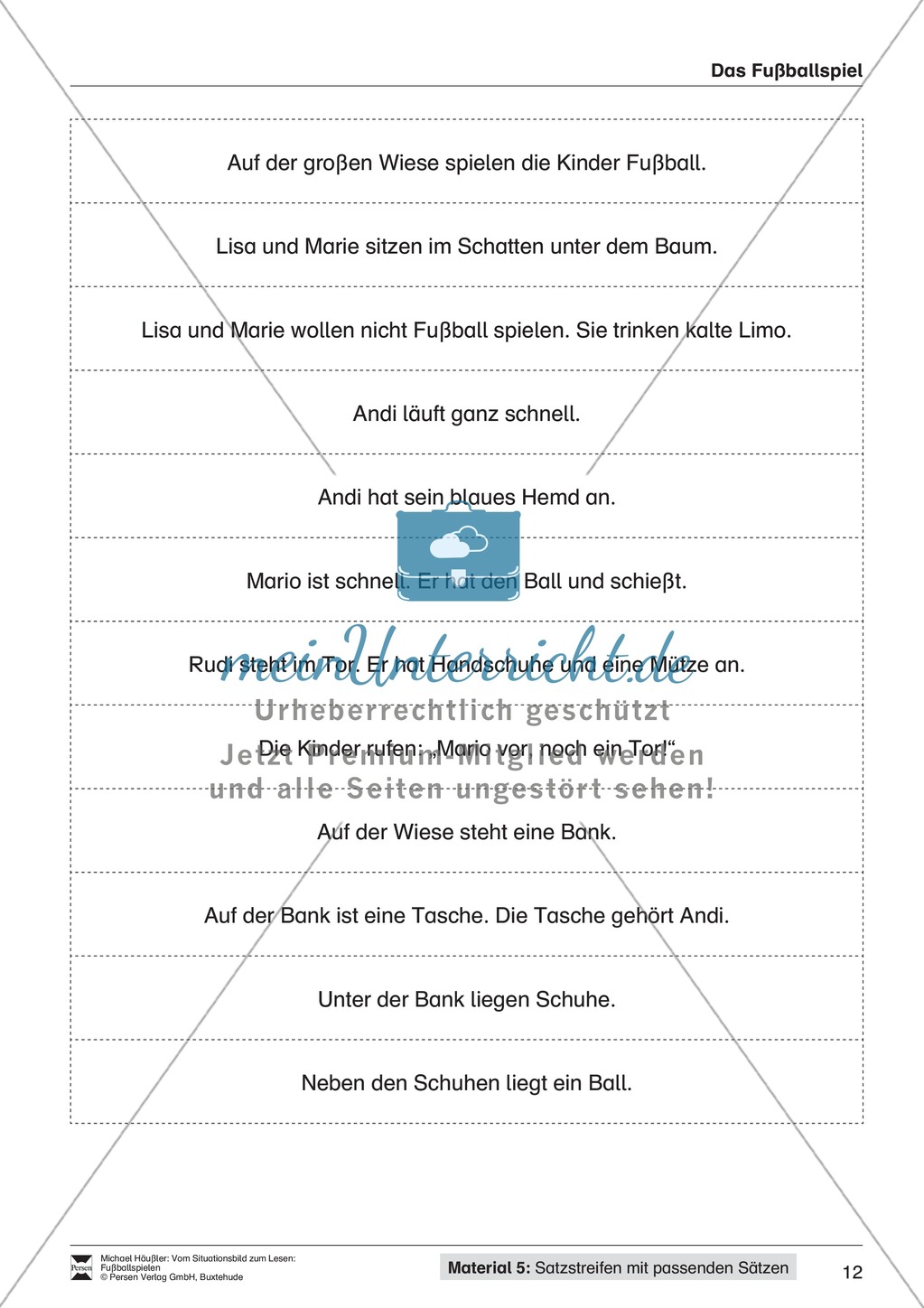 Leseförderung Fußballspielen: Arbeitshinweise, Unterrichtsmodell, Bilder, Arbeitsblätter, Lesespiel und Kontrollblatt Preview 12